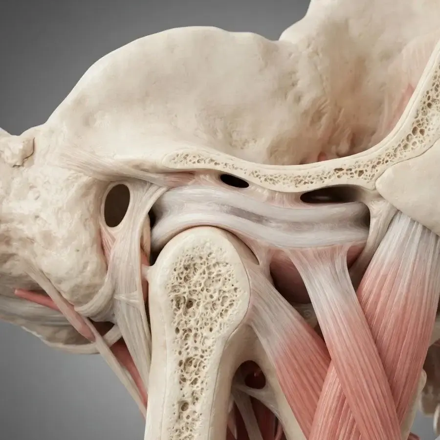 Mujer con la mano en la mandíbula — articulación temporomandibular
